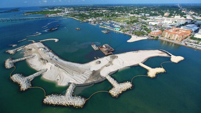 Aerial view of the Fort Pierce Marina artificial island complex that Tetra Tech designed